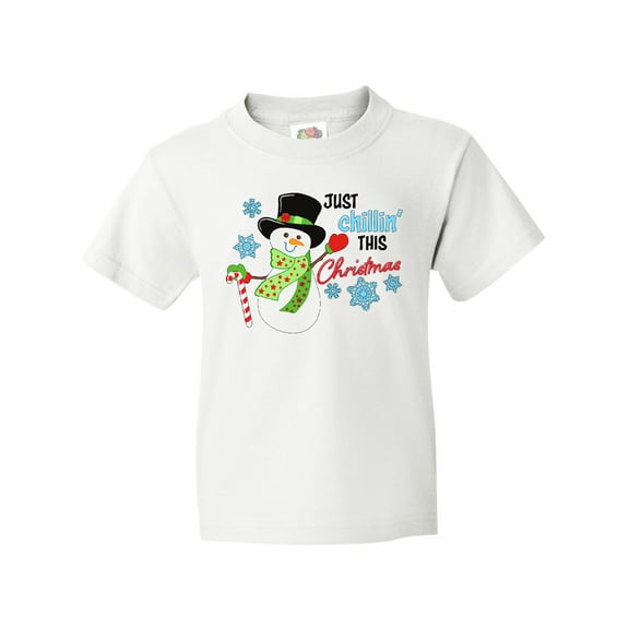 Inktastic Just Chillin' This Christmas Fun Snowman in Top Hat Youth T-Shirt