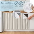 thumbnail image 5 of Ticking Stripe Cabinet Curtains for Kitchen 35"W x 35"L, Minimalist Vertical Lines Beige Linen Texture Laundry Sink Cabinets Magic Tape Short Curtain Privacy Panel for Bathroom Vanity Cabinets, 5 of 9