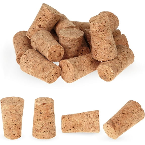 16 Pack Soft Wood Corks Tapered Cork Wooden Bottle Stopper Replacement Leakproof Bottle Corks for Making Craft 0.67 X 0.91 X 0.98 Inch