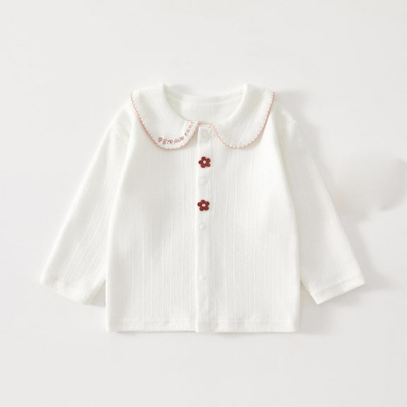 Bnwani Long Sleeve Toddler Shirts Girls Cotton Crew Neck Casual Fashion Floral Tops 0-6 Months