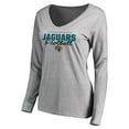 thumbnail image 2 of Women's Ash Jacksonville Jaguars Iconic Collection Script Assist Long Sleeve V-Neck T-Shirt, 2 of 3
