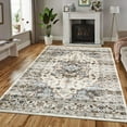 thumbnail image 3 of FairOnly 8' x 10' Washable Rug Vintage Distressed Area Rug Non Slip Low Pile Carpet for Living Room Bedroom Office, Brown, 3 of 7