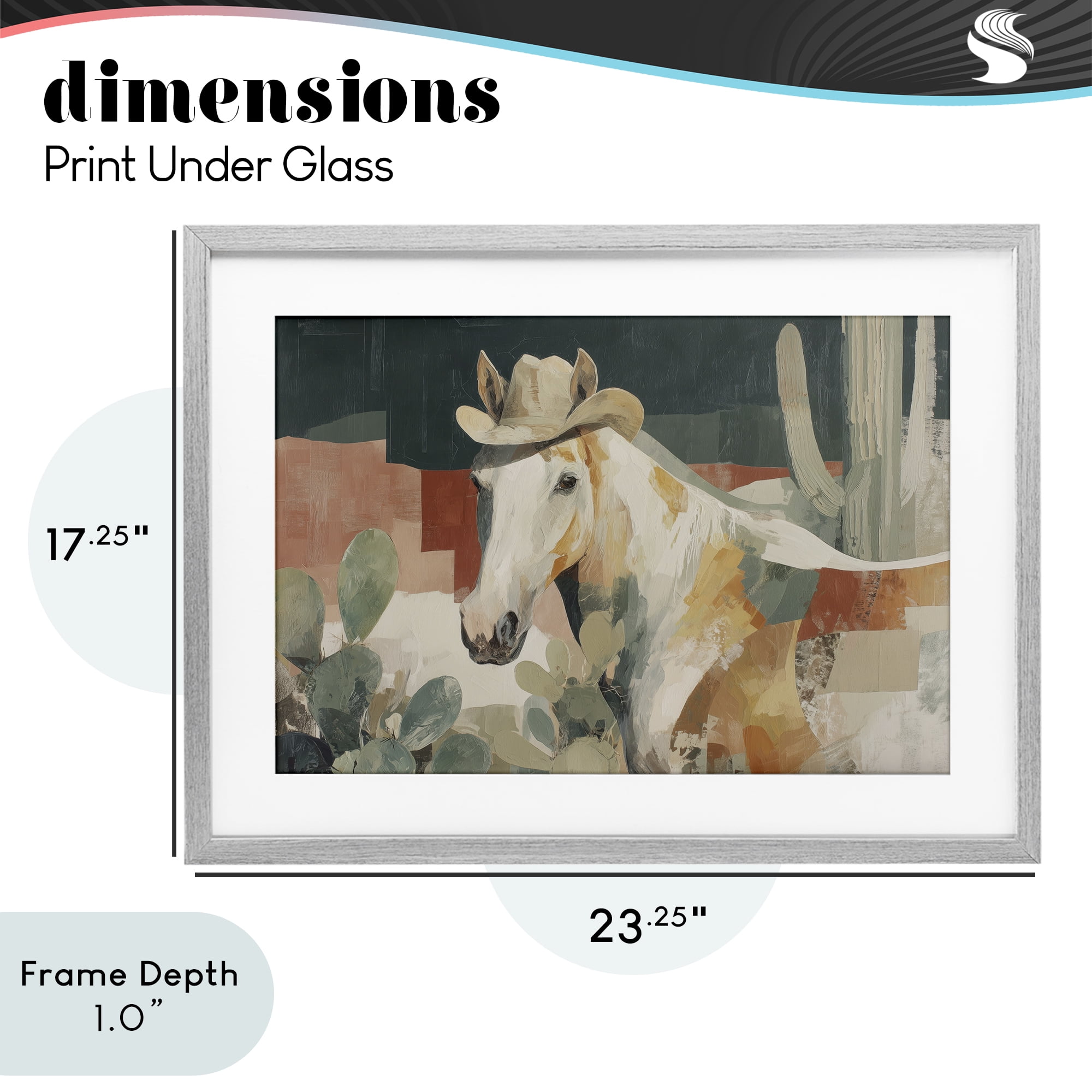 Stupell Industries Horse in Cowboy Hat Gray Framed Print Under Glass, design by Chromatic Storm Studio