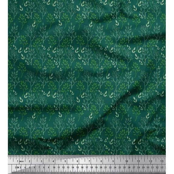 Soimoi Poly Georgette Fabric Artistic Leaves Print Fabric by Yard 52 Inch Wide