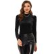 thumbnail image 1 of Blusa de terciopelo Allegra K de manga larga con cuello simulado y purpurina metálica Negro XL, 1 of 4