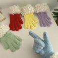 thumbnail image 4 of Women's Soft Plush Touch Screen Gloves, Cute Winter Warm Knitted Hand Muffs with Index Thumb Finger Holes, 4 of 5