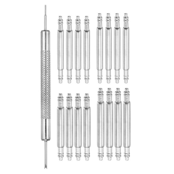 16pcs 12/12/13/14mm Watch Spring Bar 1.5mm 1.8mm Thickness Band Pins Double Fringe Stainless Steel Replacement Pin with Removal Tool for Watch Band Link