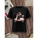 thumbnail image 2 of Camiseta De Verano Para Mujer, Cuello Redondo, Para Mochilero, Vacaciones En La CalleWomen'S Summer Casual T-Shirt Fashion Valentine'S Day CartoonSend flowers Gift Print Short Sleeve RoCamisetas de, 2 of 7