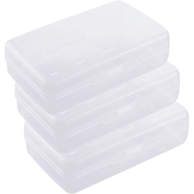 Grande Boîte à Crayons Transparente, Trousse Rigide avec Couvercle à Fermeture Hermétique pour École Maison Bureau, Lot de 3