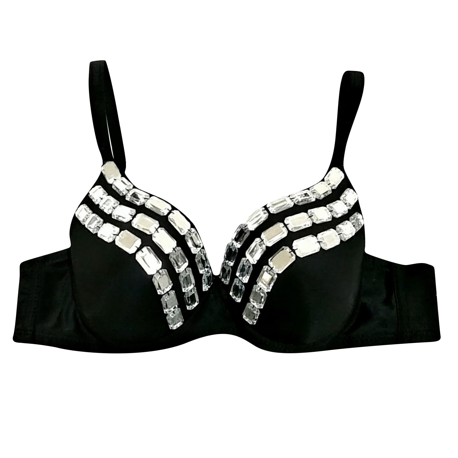 Black studded C D and DD cup leather bra