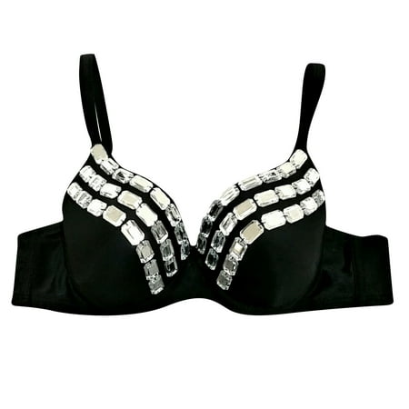 

Women s Fashion Rhinestone New Punk Lady Goth Silver Party Studded Bra