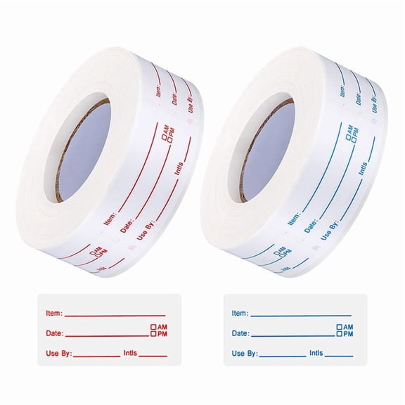 sixwipe 2 Rolls 1000 Pcs Removable Food Stickers, 1 x 2 Inch Food Freezer Lables Reminder Food Storage Labels Prep Canning Labels for Jars, Pantry and Meal Containers