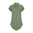 thumbnail image 7 of Gamivast Denim Dress for Women Casual Short Sleeve Shirt Dress Button Down Lapel Neck Summer Dress Solid Loose Fit Beach Sun Dress Pockets, 7 of 7