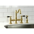thumbnail image 2 of Kingston Brass KS3277PKLBS Duchess Bridge Kitchen Faucet with Brass Side Sprayer, Brushed Brass, 2 of 7