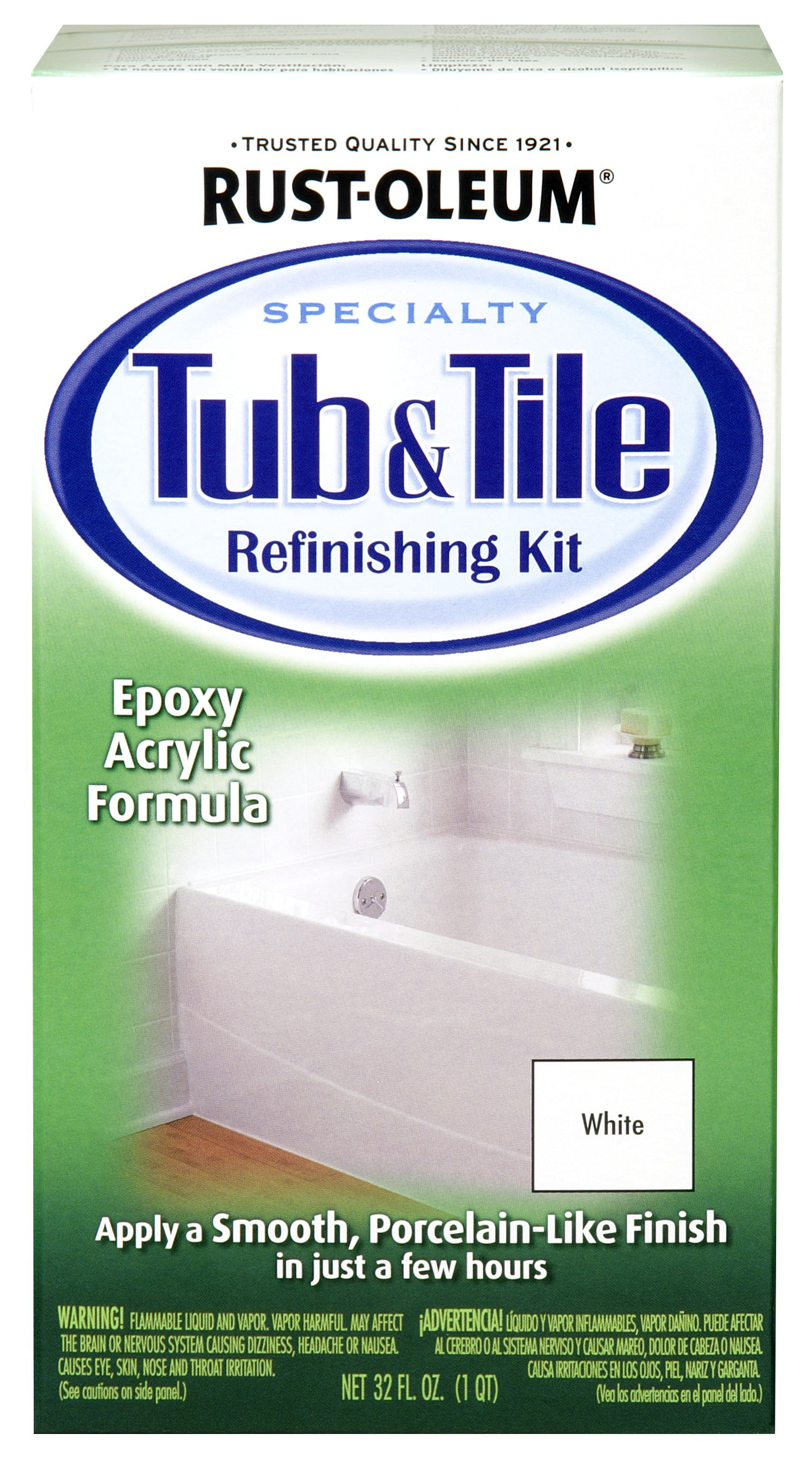 White Rust Oleum Specialty Tub Tile, How To Refinish A Bathtub With Rustoleum Tub And Tile Kit