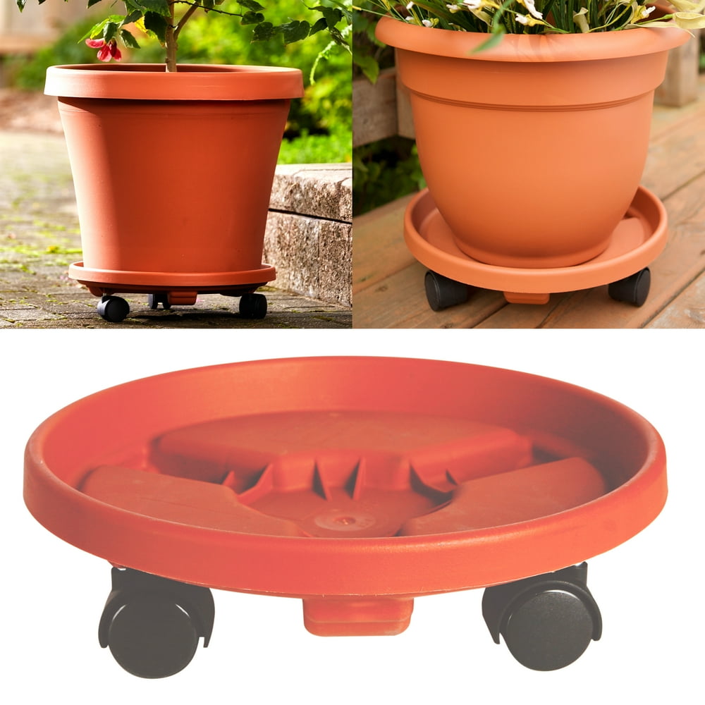 Bloem Rolling Plant Stand Caddie Saucer 16" Terra Cotta