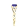 thumbnail image 4 of Vine Art Leaf Style Moissanite Ring Cushion Cut Tanzanite Engagement Ring in Sterling Silver/ Yellow Gold Plated Engraved Promise Wedding Band Ring December Birthstone Jewelry, Ring Size 7, 4 of 8