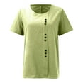 thumbnail image 4 of Green Womens Blouses Womens Casual Loose Linen Plus Size Daily Boho Tanic T Shirt Blouse Tops Ladies Tops and Blouses, 4 of 5