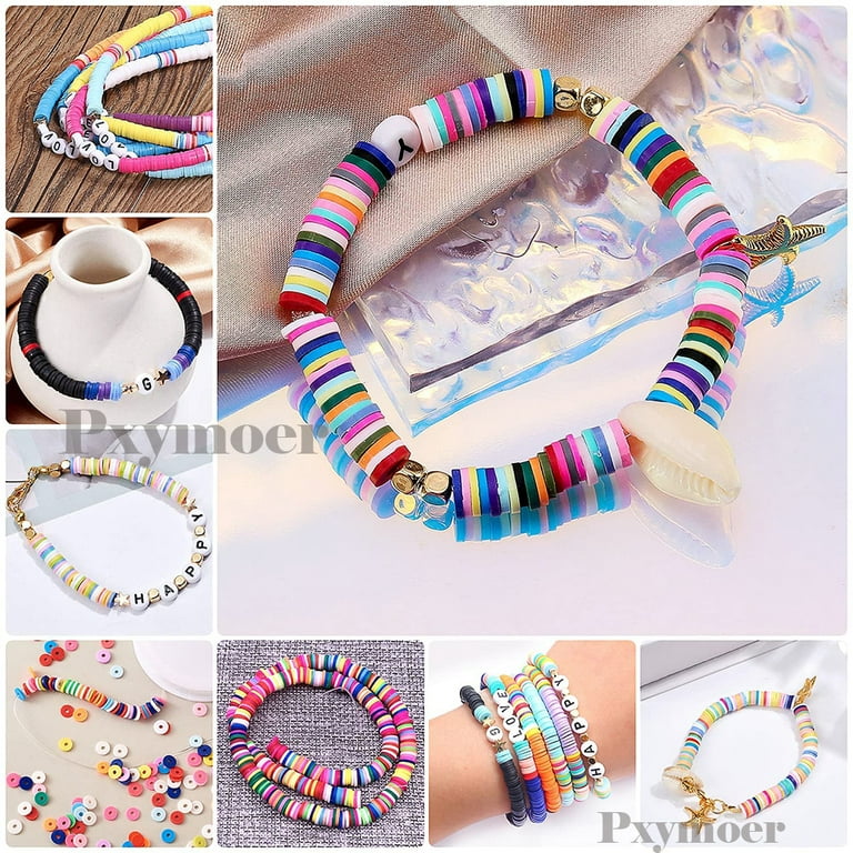 Pxymoer 4800 Pcs Clay Flat Heishi Beads for Jewelry Bracelets