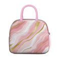 thumbnail image 2 of Obrewu Pink and Gold Marble Texture Lunch Bag for Adult, Insulated, Leakproof, Oxford Cloth, 2 of 7