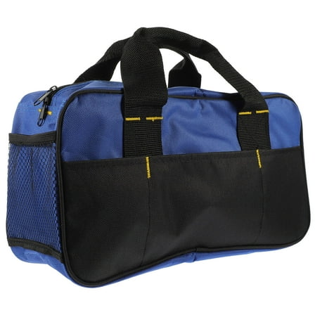 Topbathy Canvas Hand Tool Bag Wide Mouth Heavy Duty Electrician Organizer Tote Bag for Garage and Repair (Blue)