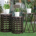 thumbnail image 3 of Y&M Nesting Side Table, Set of 3 Stacking Coffee Table for Living Room, Indoor End Tables, Outdoor Garden Stool with Heavy Duty Modern Industrial Decor - Pure Brown (Ship from US), 3 of 9