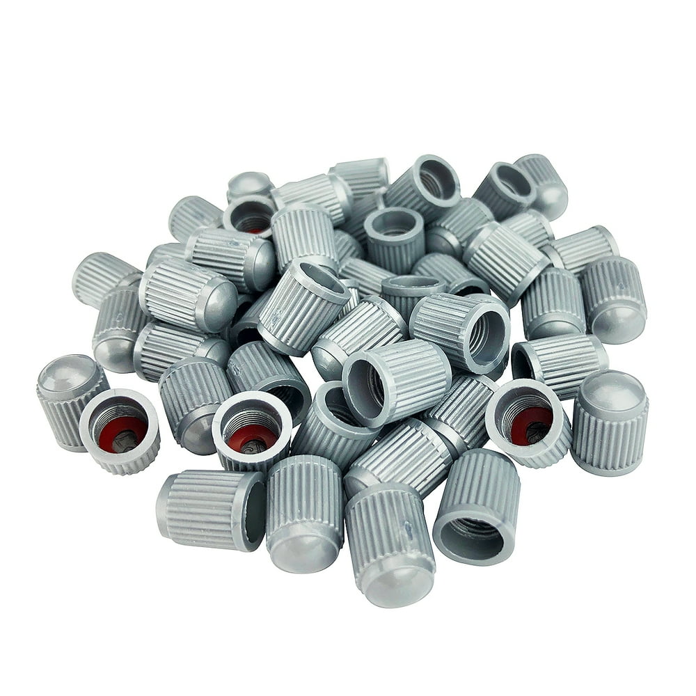 Pack of 50 Gray Valve Stem Caps w/ inner seal for all Schrader type