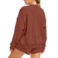 thumbnail image 4 of Lumtrix Women'S 2 Piece Lounge Sets Crew Neck Oversized Sweatshirts Sweat Shorts With Pockets Matching Tracksuit Set Trebdy Casual Outfits Brown 2XL, 4 of 6