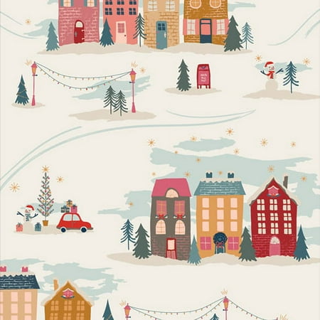 Christmas Town holiday scene fabric - Christmastide Town Art Gallery Sold by the Quarter Yard