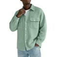 thumbnail image 2 of Handshe Men's Cotton Waffle Knit Button-Down Shirt, Solid Color Long Sleeve, Casual and Comfortable for Daily Wear, 2 of 7