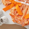 thumbnail image 5 of KPOPLK Newborn Baby Girl Fall Outfit Letter Print Long Sleeve Jumpsuit Bubble Romper Infant Clothing Set with Headband(6-9 Months,Orange), 5 of 8