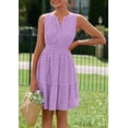 thumbnail image 3 of PRETTYGARDEN Women's Summer Dresses Sleeveless V Neck Eyelet Hollow Out Swing A Line Beach Vacation Sun Dress, 3 of 9