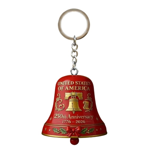 Liberty Bell 250th Anniversary Keychain – Patriotic Metal Souvenir for USA Independence Commemoration, Collectible Ornament or Gift for Christmas & Veterans