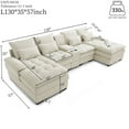thumbnail image 2 of 130" U-Shaped Sofa with Console, Cupholders, 6-Seat Upholstered Primary Living Space Furniture,Sleeper Couch Set with Chaise for Living Room,Apartment (Beige), 2 of 7