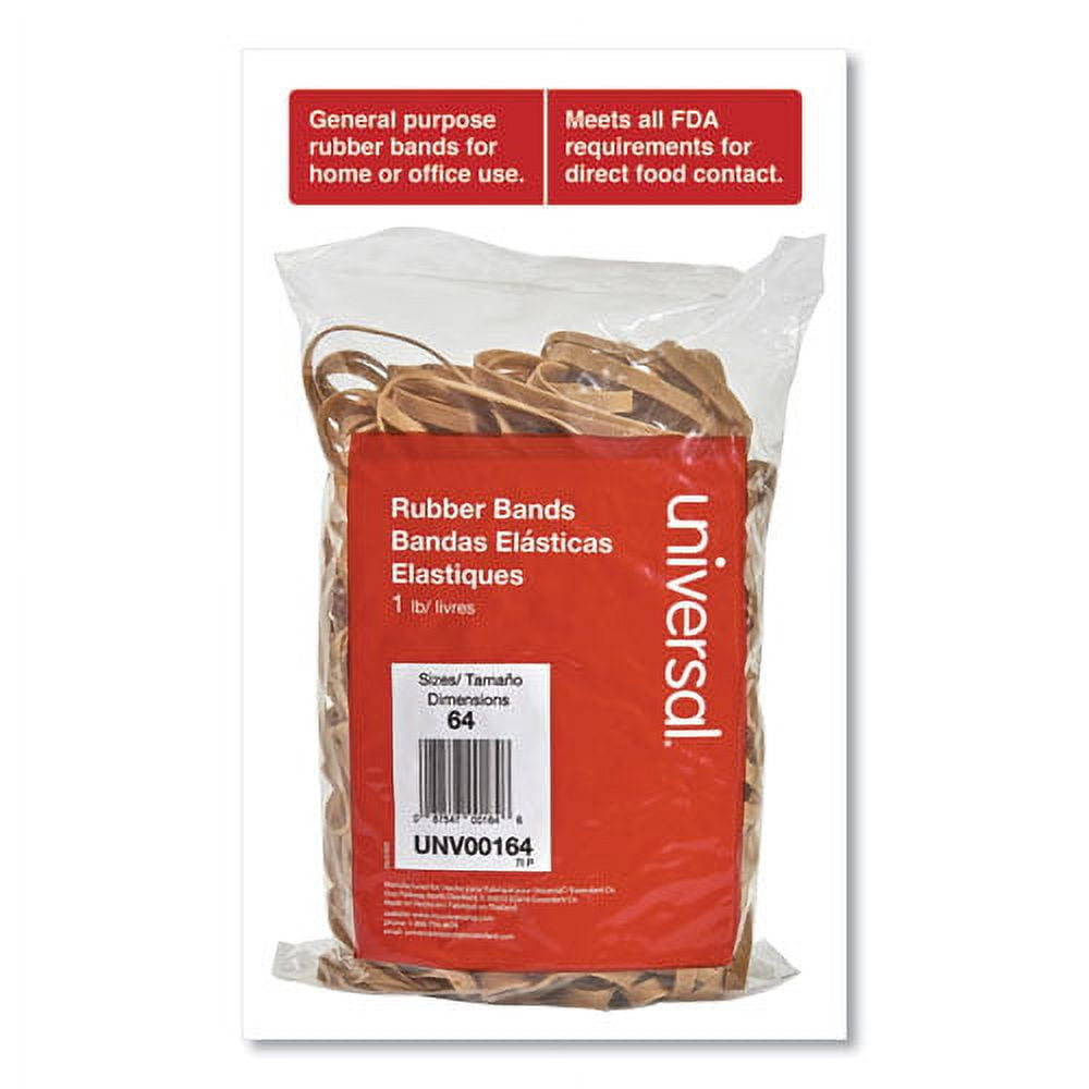 Rubber Bands, Size 64, 0.04" Gauge, Beige, 1 Lb Bag, 320/pack | Bundle of 10 Packs