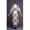 thumbnail image 4 of Bimba White Floral Leaves & Peony Womens Robe Dressing Gown Long Bride Getting Ready Shirt Printed Bath Robe Girls XS, 4 of 5