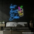 thumbnail image 2 of Glowneon But First Boba Neon Sign, Boba Tea Led Sign, Coffee Milk Tea Neon Decor, Bubble Tea Sign, 2 of 5