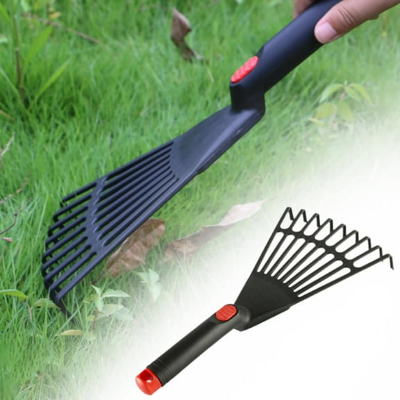 EZPXFCI Hand Rake 9 Teeth, 13.7 Inch Stainless Steel Small Garden Rake with Plastic Handle, Hanging Garden Hand Tools for Gardening, Weeding, Transplanting and Digging