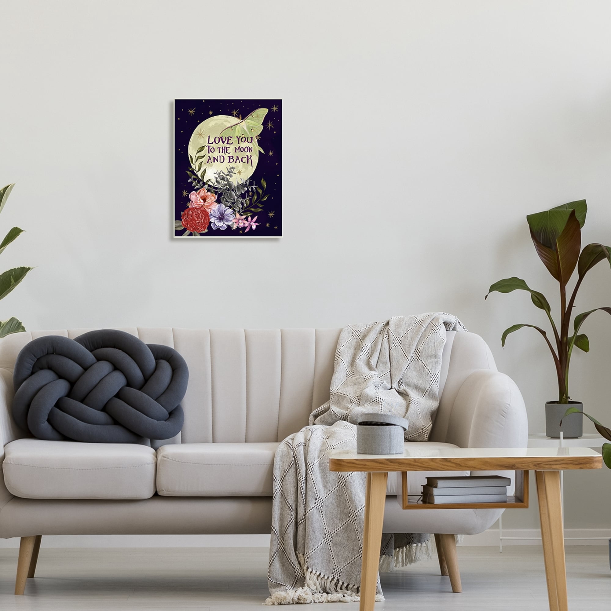 Stupell Industries Love You Moonlit Night Sky Luna Moth Flowers Graphic Art Unframed Art Print Wall Art, Design by Raquel Maciel