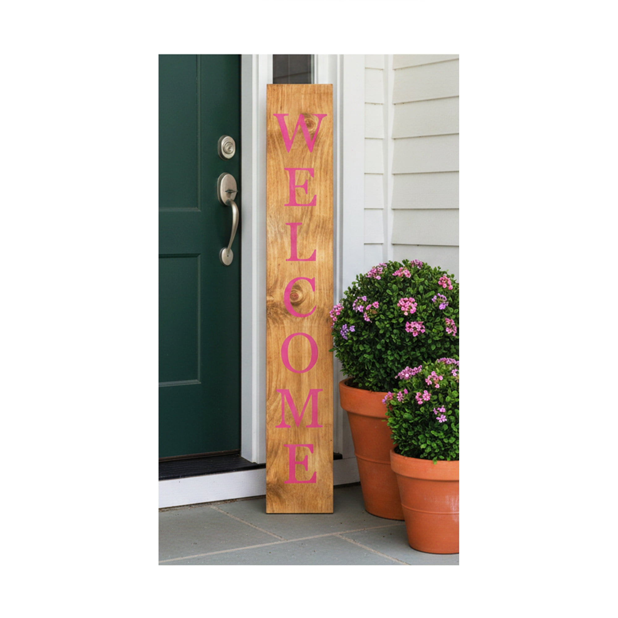 Calloway Mills 119384707 Pink Welcome Porch Leaner, 47" x 07"