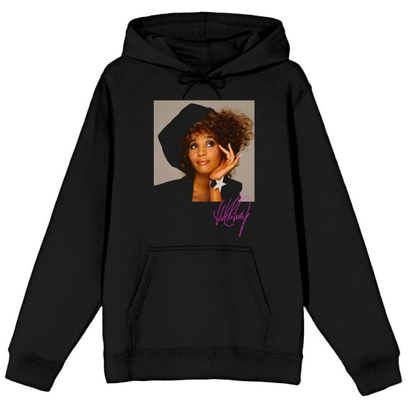 Whitney Houston She's A Star Adult Black Graphic Hoodie-Medium