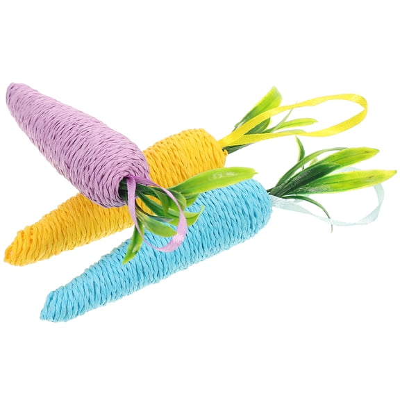 LABSERRON 3Pcs Easter Carrot Hanging Ornaments Assorted Colors Decorative Hanging Easter Decorations