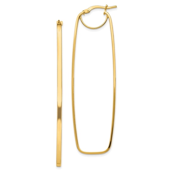 14k Yellow Gold Elongated Oval Hoop Earrings for Women, Jewelry Stores Network