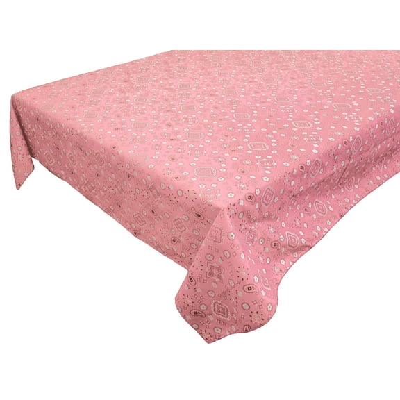 Cotton Tablecloth Floral Print Paisley Bandanna Pink