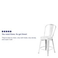 thumbnail image 2 of Commercial Grade 4 Pack 24" High Distressed White Metal Indoor-Outdoor Counter Height Stool with Back, 2 of 9