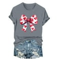 thumbnail image 2 of Ounisa Womens Tops Love Heart Letters Bow Shirts Short Sleeves Valentines Crewneck Colorful Heart Graphic Tees Pullover, 2 of 6