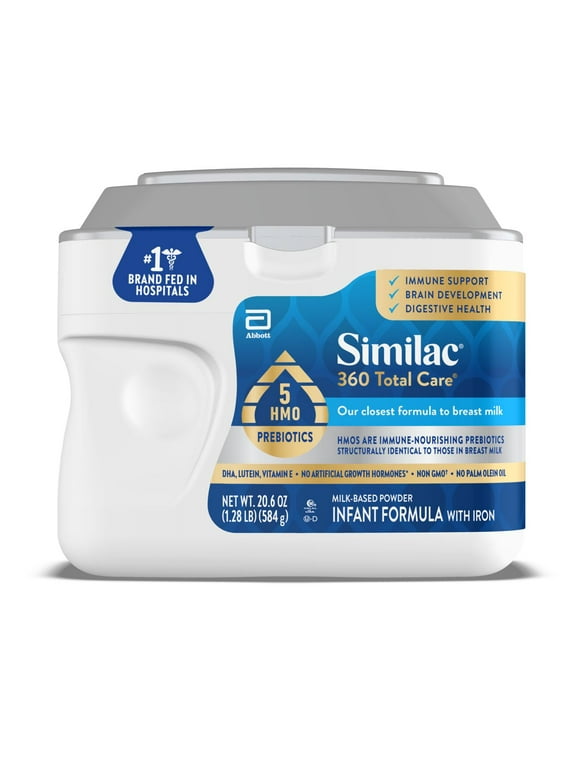 Similac 360 Total Care Baby Formula Powder, Has 5 HMO Prebiotics, 20.6-oz Tub
