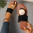 thumbnail image 4 of Fankiway Women's Flip Flops Oversized Metal Buckle Flat Sandals Non-Slip Comfortable Beach Slippers Plus Size Summer Black 8.5, 4 of 9