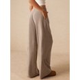 thumbnail image 4 of Women Wide Leg Pants with Pocket High Waisted Lounge Palazzo Autumn and Winter Pants Khaki L, 4 of 9