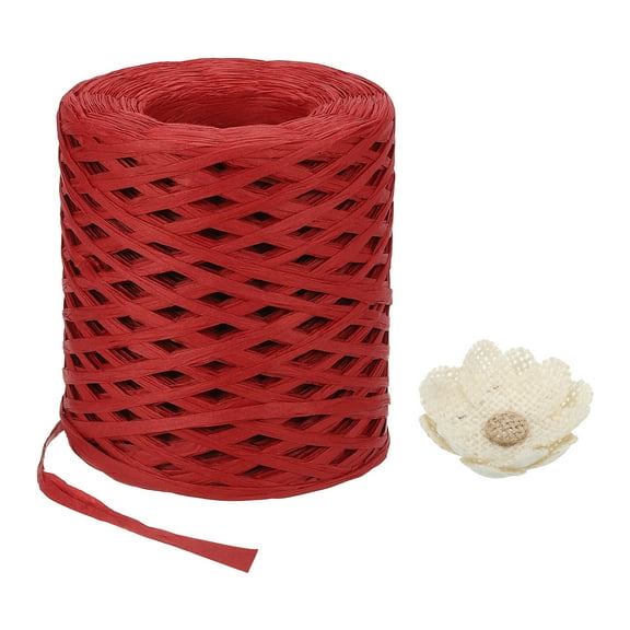Uxcell Raffia Paper Craft Ribbon 200m/656ft Raffia Ribbon Raffia String Kraft Packing for Gift Wrapping, Crafting Supplies (Red)